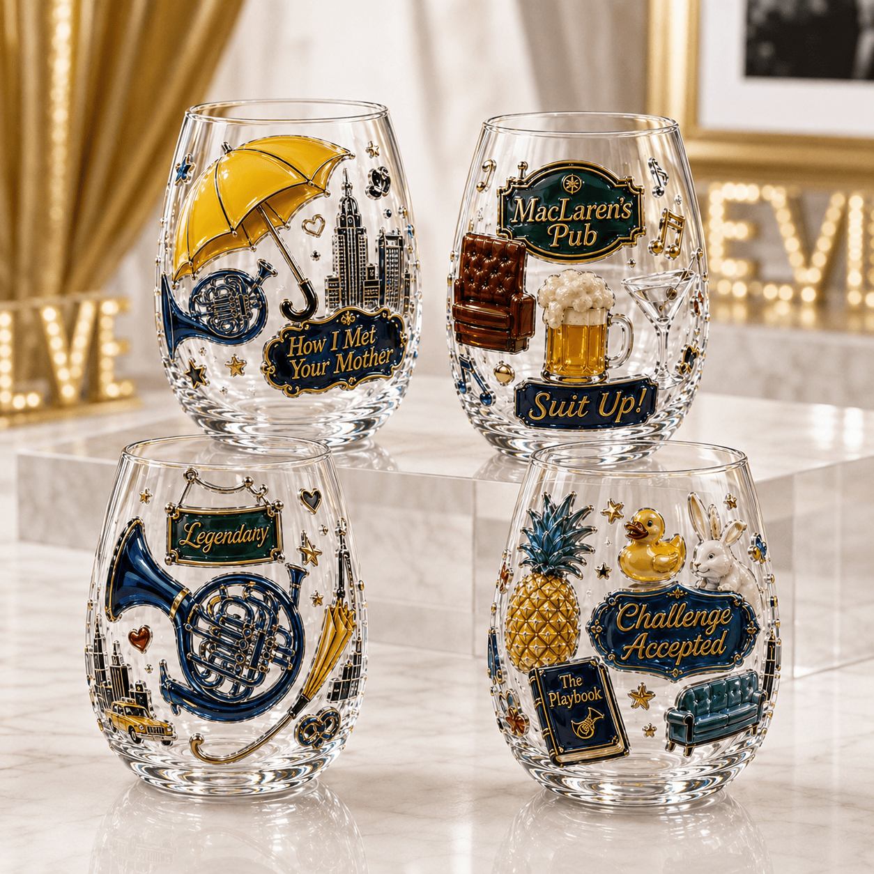 Premium HIMYM Wine Glass Cup TTTT