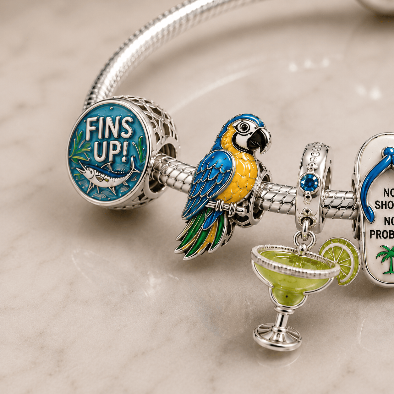 MDN Silver Charm Bracelet Set BMD