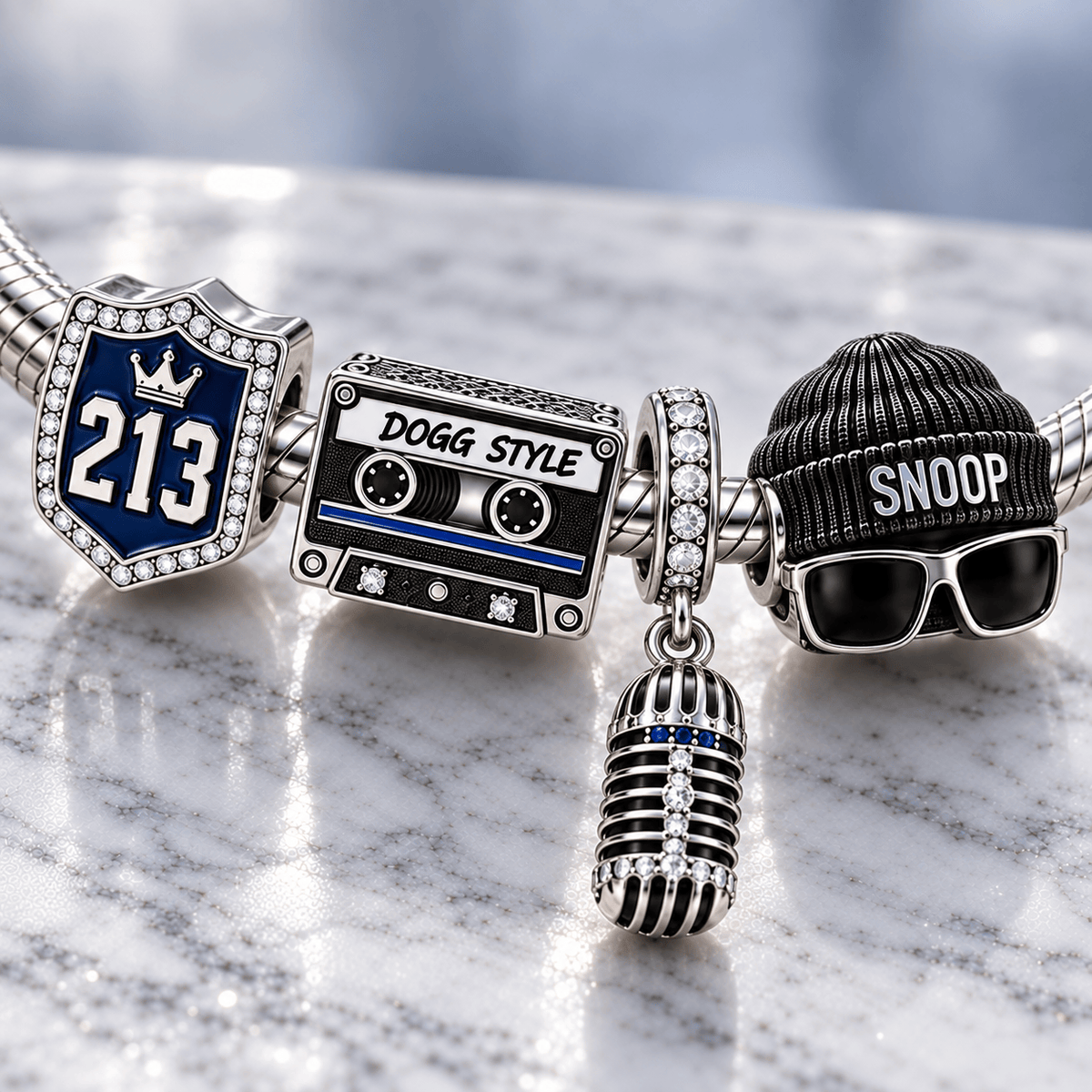 SND Silver Charm Bracelet Set PTT
