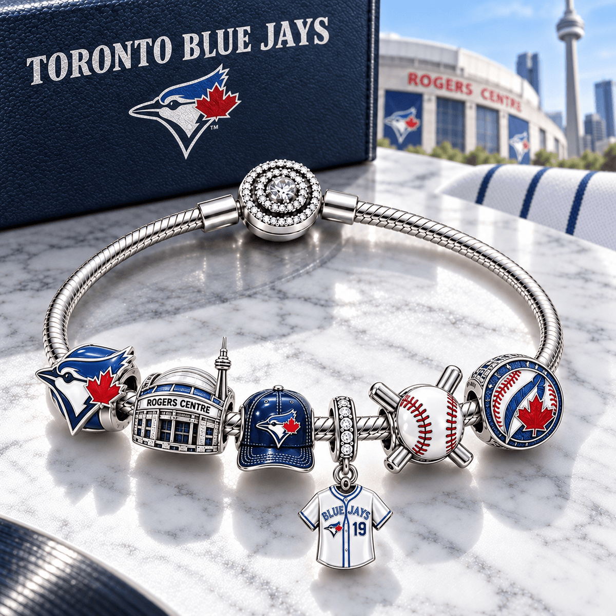 TBJ Silver Charm Bracelet Set PTT