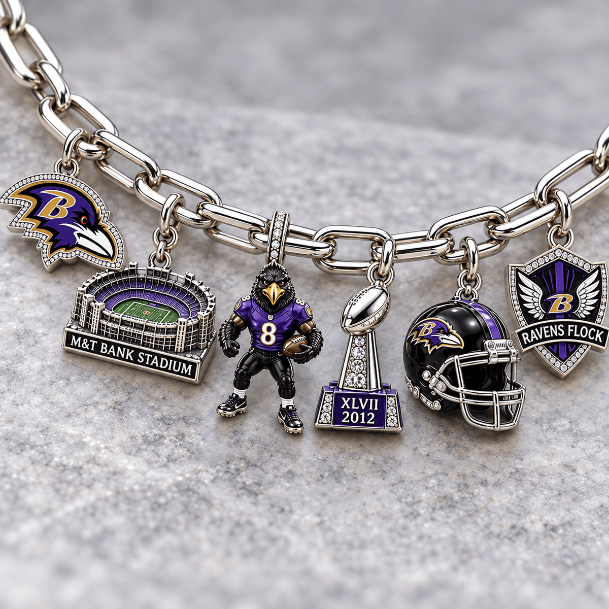 BTR Silver Charm Bracelet Set NTVA