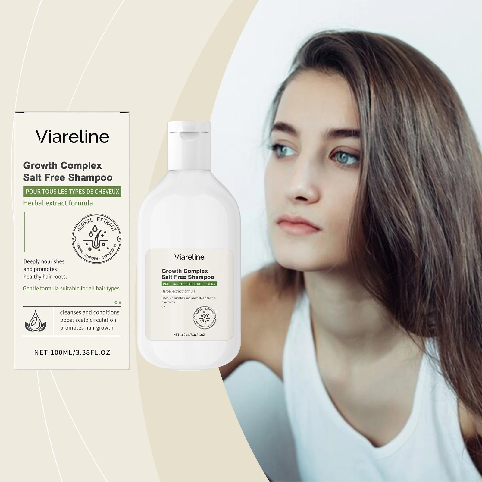 Viareline Herbal Hair Care Shampoo Conditioner Series Improve Frizz Dryness Nourish Scalp Massage Oil Control Herbal Hair Care