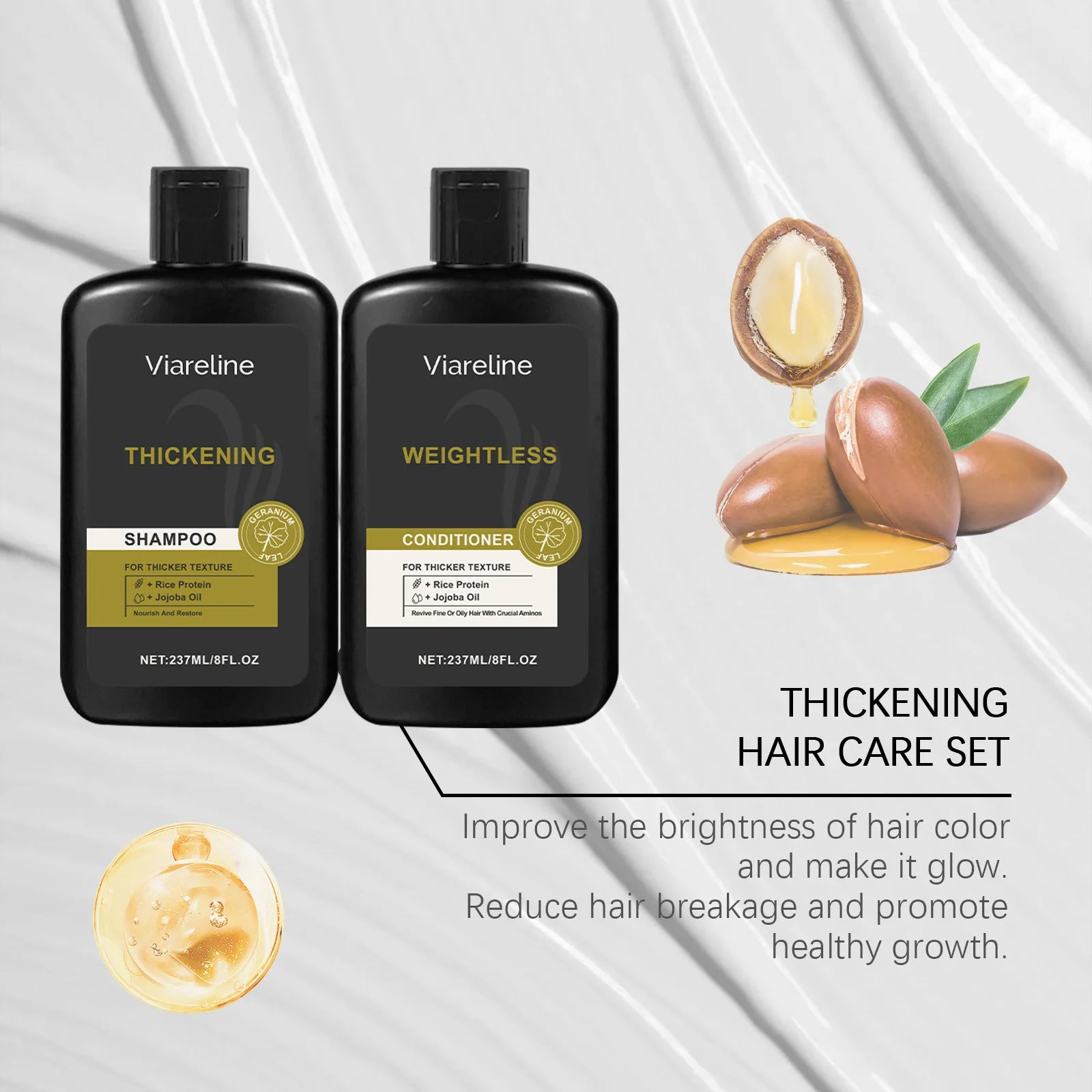 1 Set Men Hair Shampoo & Conditioner Set Gentle Cleaning Scalp Oil Control Refreshing Volumizing Improve Dryness Hair Care Set